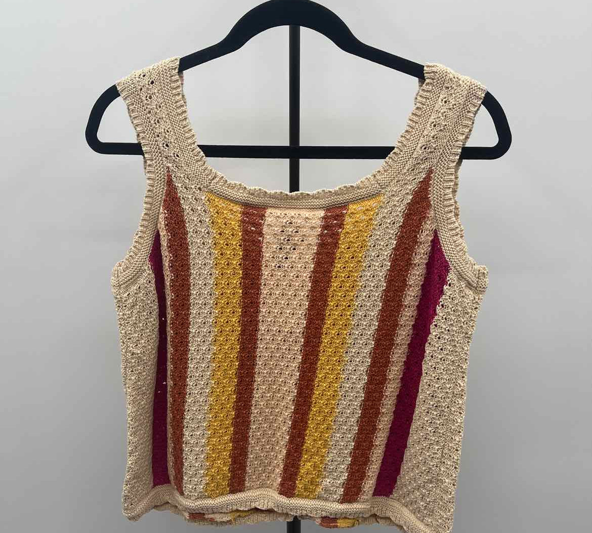 Grace+Karma Women's Size L Beige Stripe Tank