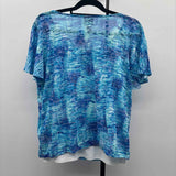 Hearts of Palm Women's Size L Blue Heathered Short Sleeve Shirt