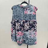 Caffe Marrakesh Women's Size 3X Navy Floral Sleeveless Shirt