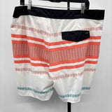RVCA Men's Size 38 White Striped Swim Trunks