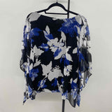 Chico's Women's Size M Black Floral Short Sleeve Shirt