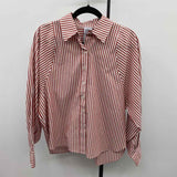 Grace & Karma Women's Size M Terracotta Stripe Long Sleeve Shirt