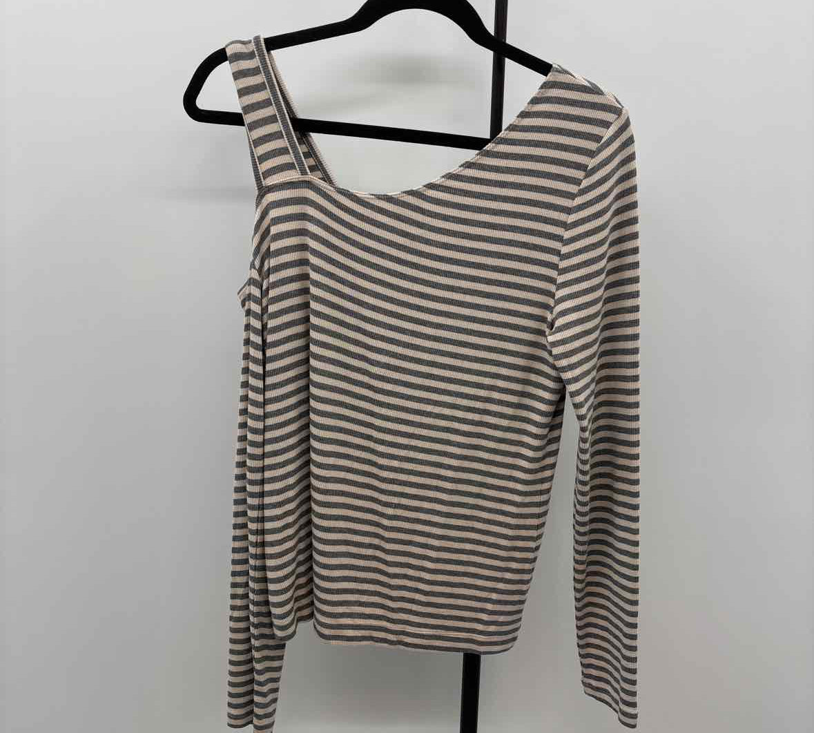 CABI Women's Size M Gray Stripe Long Sleeve Shirt