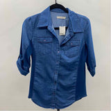 Miss Posh Women's Size S Blue Solid Long Sleeve Shirt