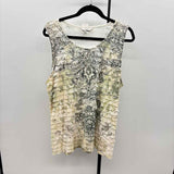 CJ Banks Women's Size L Green Damask Sleeveless Shirt
