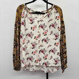 Jane & Dilancey Women's Size L Ivory Floral Long Sleeve Shirt
