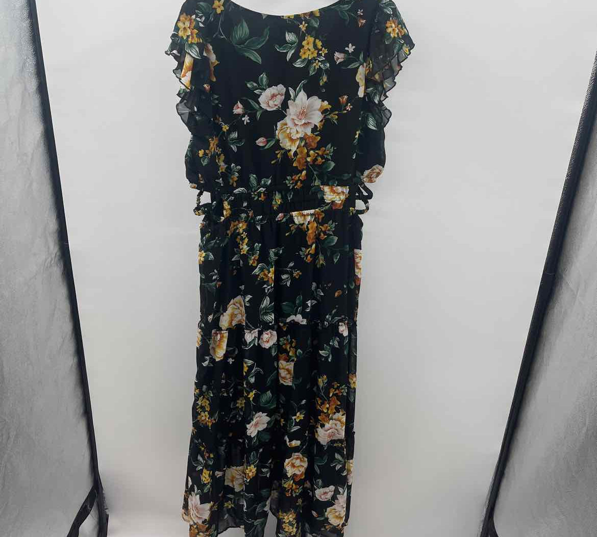 Indigo Rose Women's Size 14 Black Floral Dress