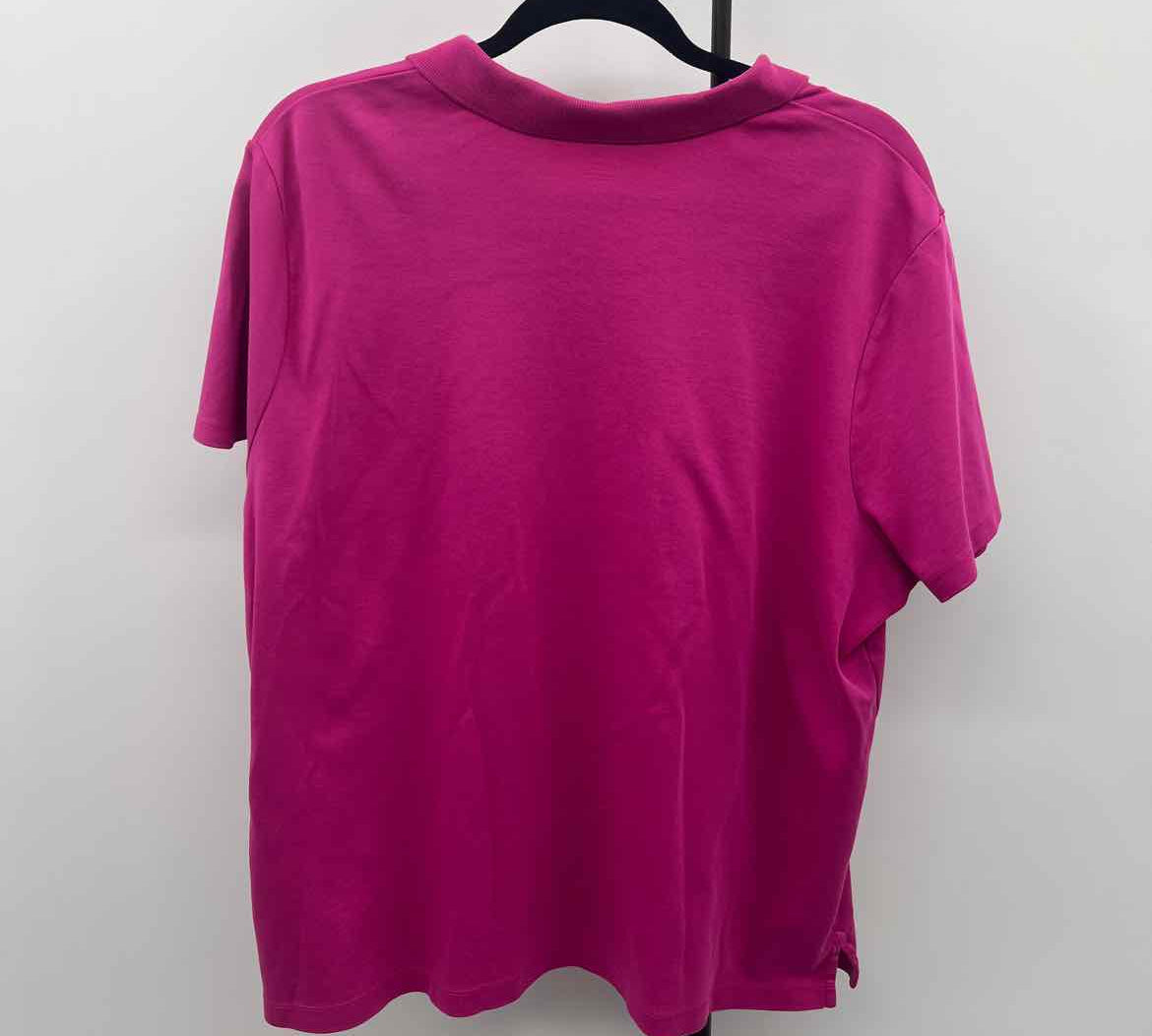 Lands End Women's Size 2X Fuschia Solid Short Sleeve Shirt