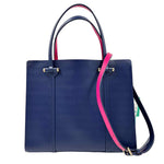Back KATE SPADE Blue & Pink Leather ARBOUR HILL ELODIE Handled Tote Bag Purse w/Crossbody Strap
