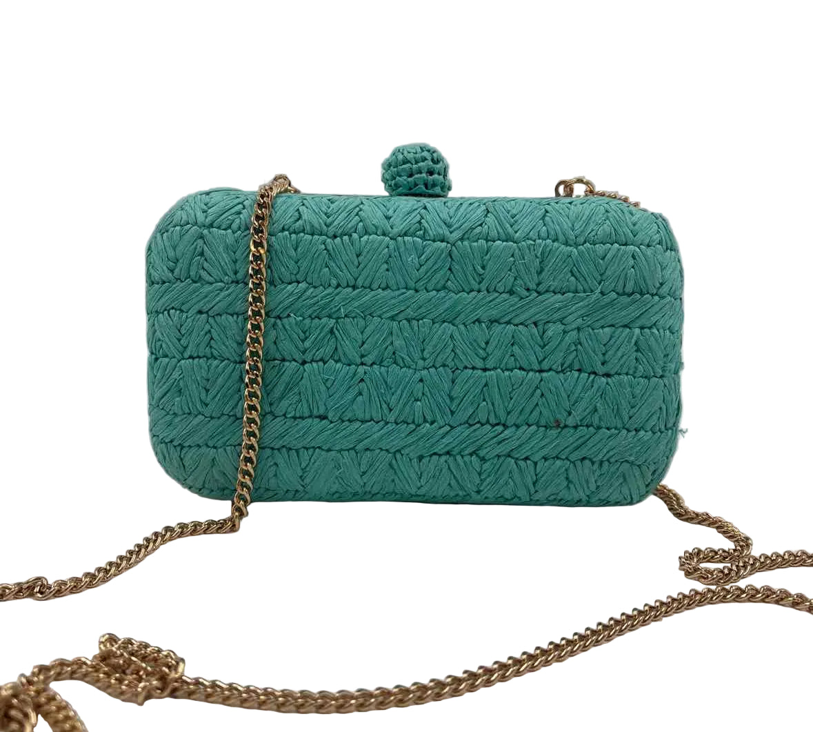 NWT ANN TAYOR Textured Turquoise Clutch Purse w/Chain Crossbody Strap