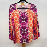 Chico's Women's Size M Magenta Print Long Sleeve Shirt