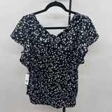 Liverpool Women's Size M Navy Spotted Short Sleeve Shirt