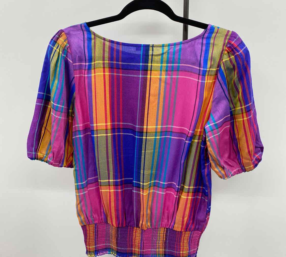 Ann Taylor Women's Size SP Multi-Color Plaid Short Sleeve Shirt