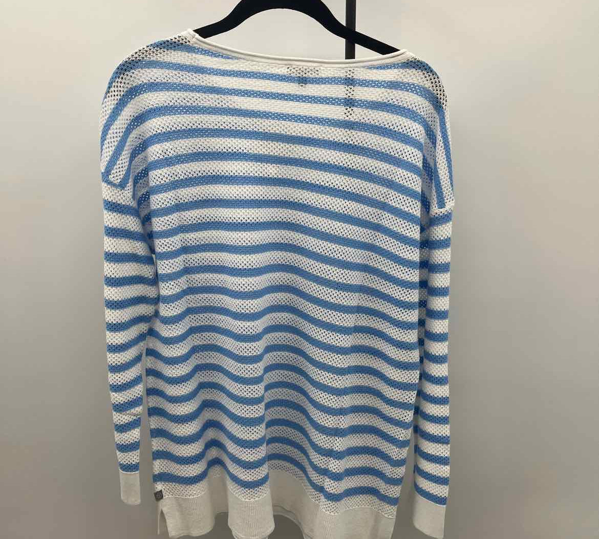 Talbots Women's Size L Blue Stripe Long Sleeve Shirt