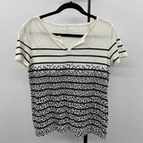 Talbots Women's Size SP White Animal Print Short Sleeve Shirt