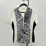 Chico's Women's Size XL Black Animal Print Short Sleeve Shirt