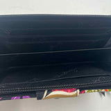 VERA BRADLEY Quilted Black Magenta & Green Floral ZipAround Wallet
