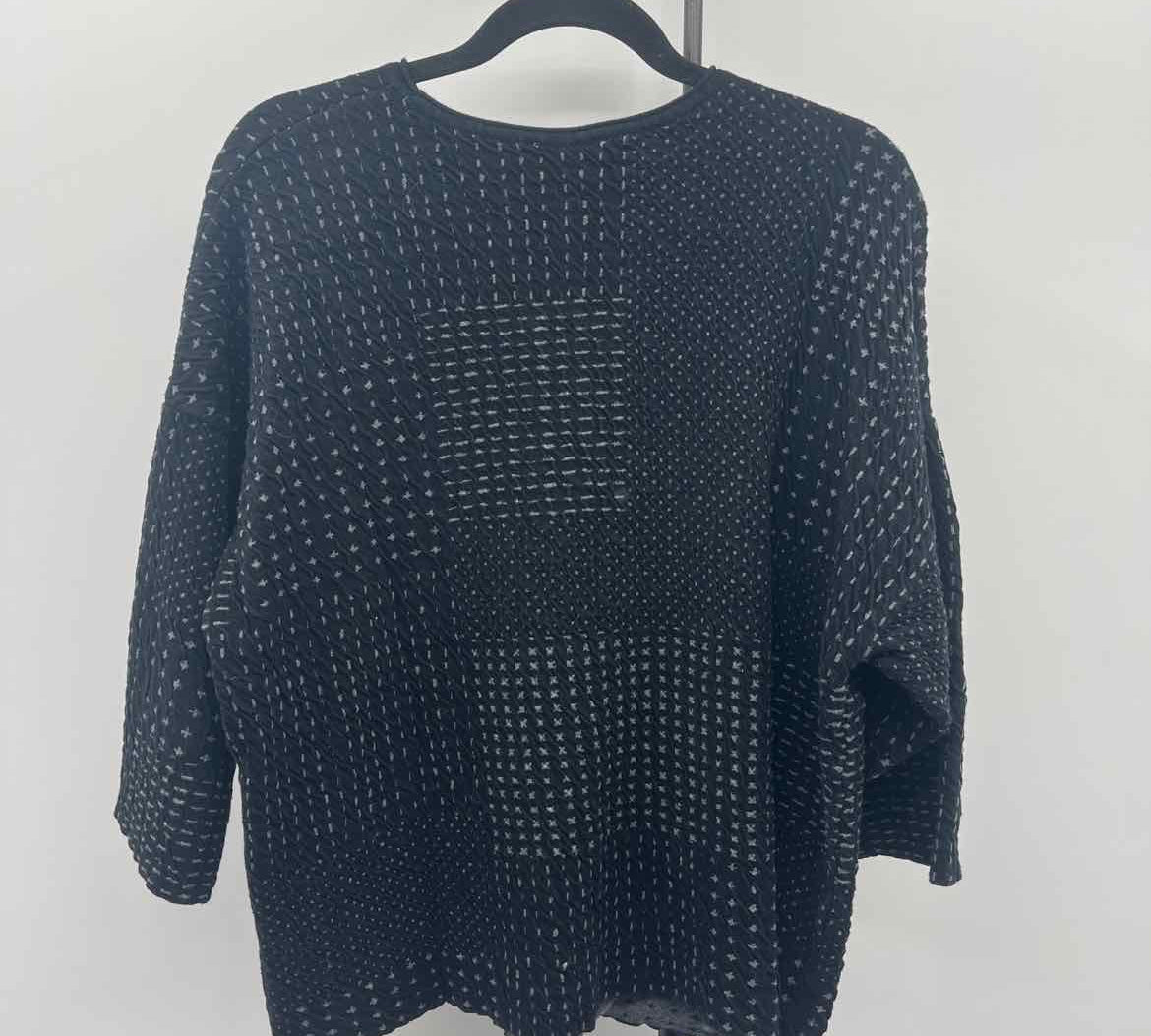 purejill Women's Size S Black Dashes Long Sleeve Shirt