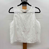 J Crew Women's Size S White cutouts Sleeveless Shirt