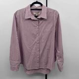 Loft Women's Size M maroon Stripe Long Sleeve Shirt