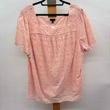 Talbots Women's Size 3X Peach Eyelet Short Sleeve Shirt