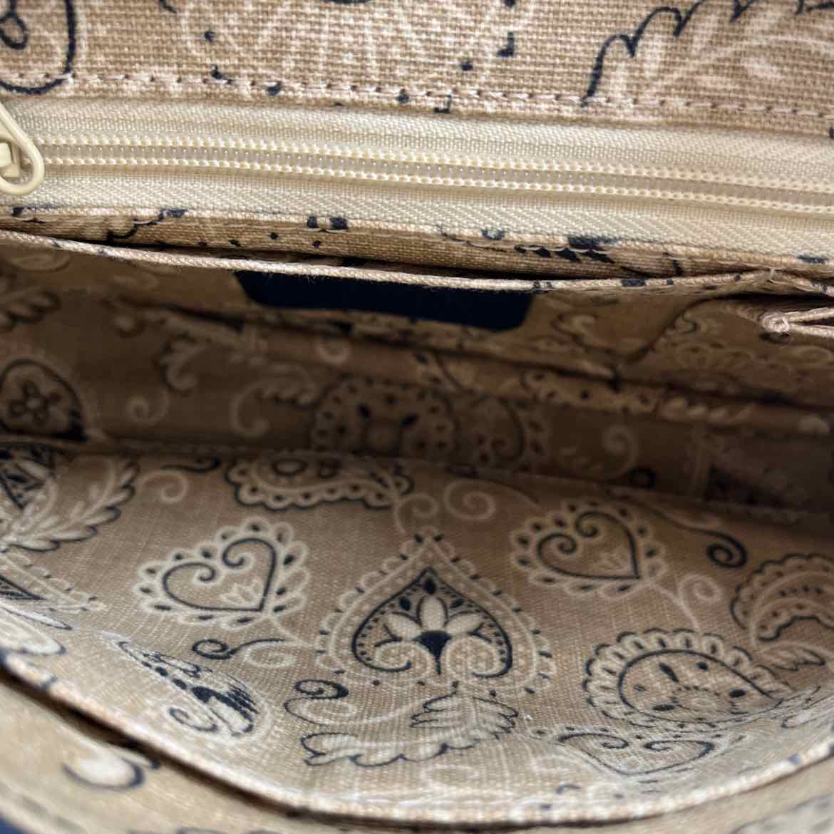 Interior BRIGHTON Navy Blue Pebble Leather FRANKI Hobo Bag Purse w/Filigree Detailing