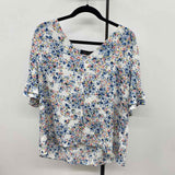 Ivanka Trump Women's Size XL White Floral Short Sleeve Shirt