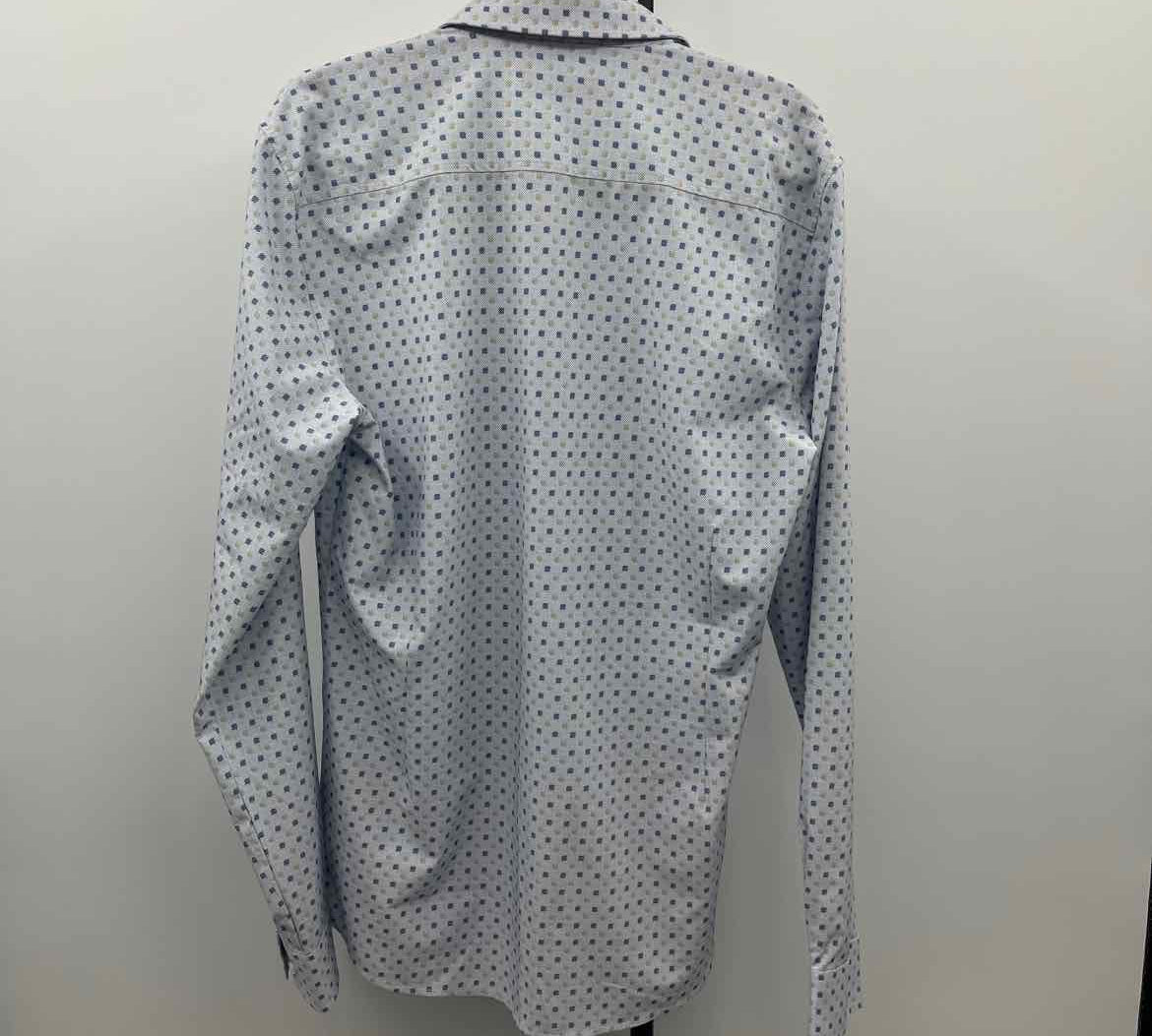 American Tall Men's Size M Blue Squares Long Sleeve Shirt