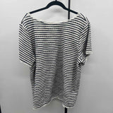 Green Envelope Women's Size 2X White Stripe Short Sleeve Shirt