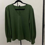 Ann Taylor Women's Size L Green Solid Long Sleeve Shirt