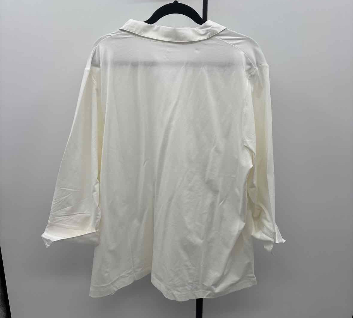 Lands End Women's Size 3X White Solid Long Sleeve Shirt
