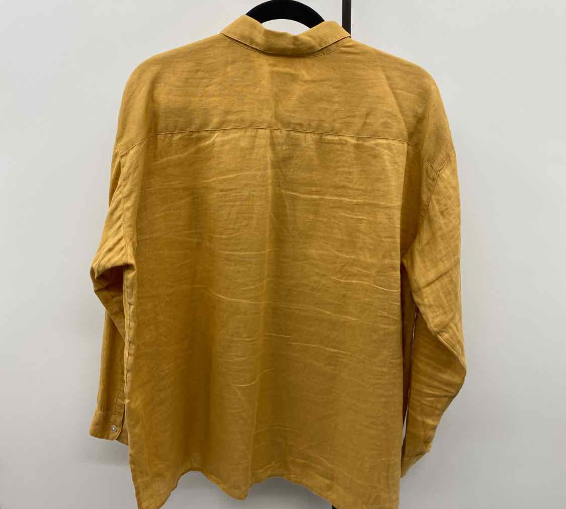 JJill Women's Size L Mustard Yellow Solid Long Sleeve Shirt