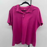 Lands End Women's Size 2X Fuschia Solid Short Sleeve Shirt