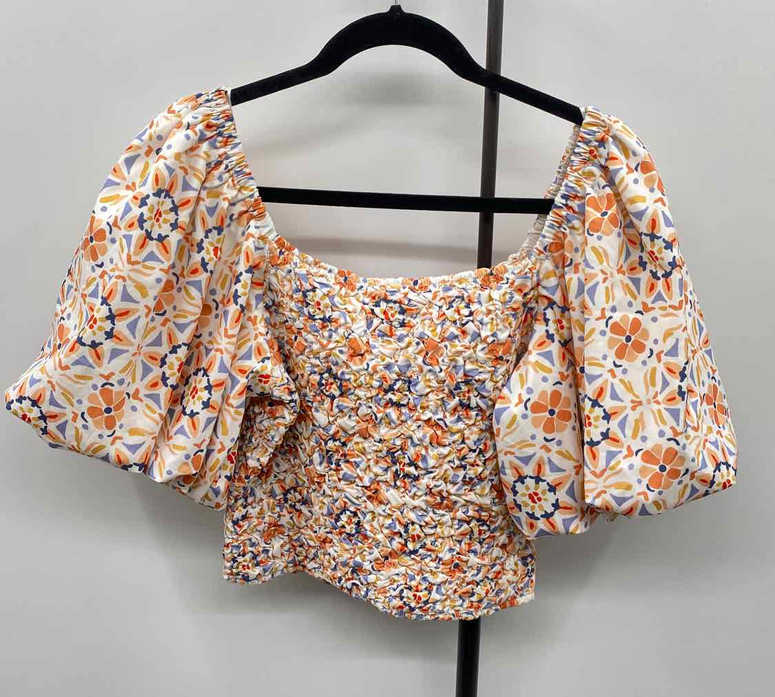 DOLAN Junior's Size M Orange Floral Short Sleeve Shirt