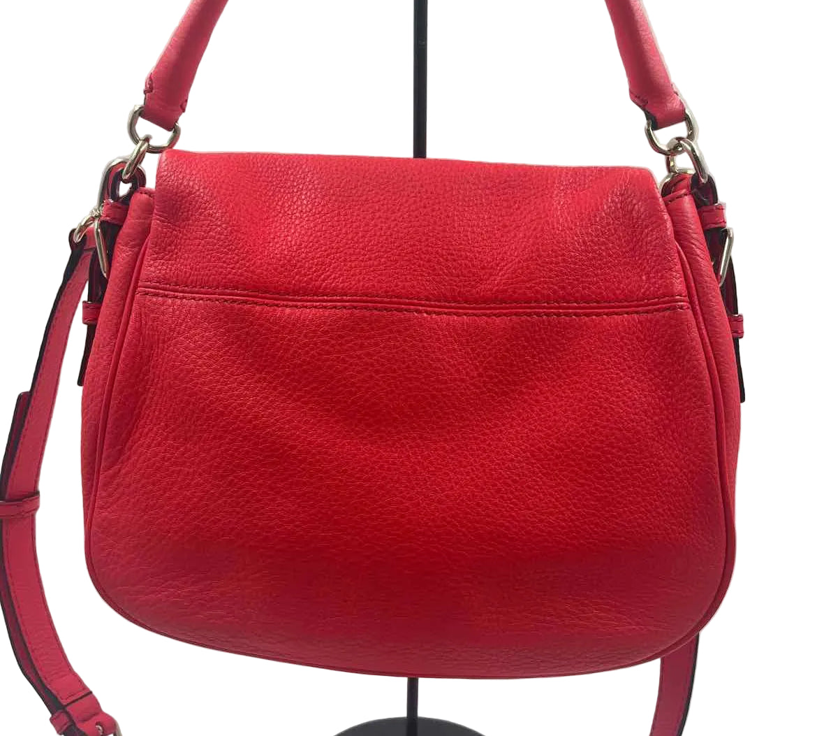 KATE SPADE NY Red Pebble Leather JACKSON Medium Flap Front Crossbody Purse