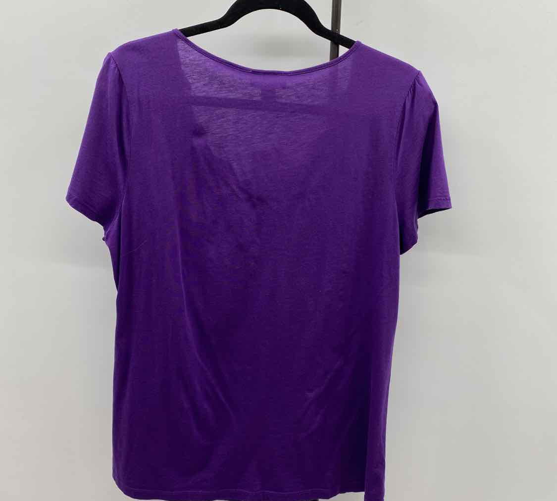 Loft Women's Size XL Purple Solid Short Sleeve Shirt