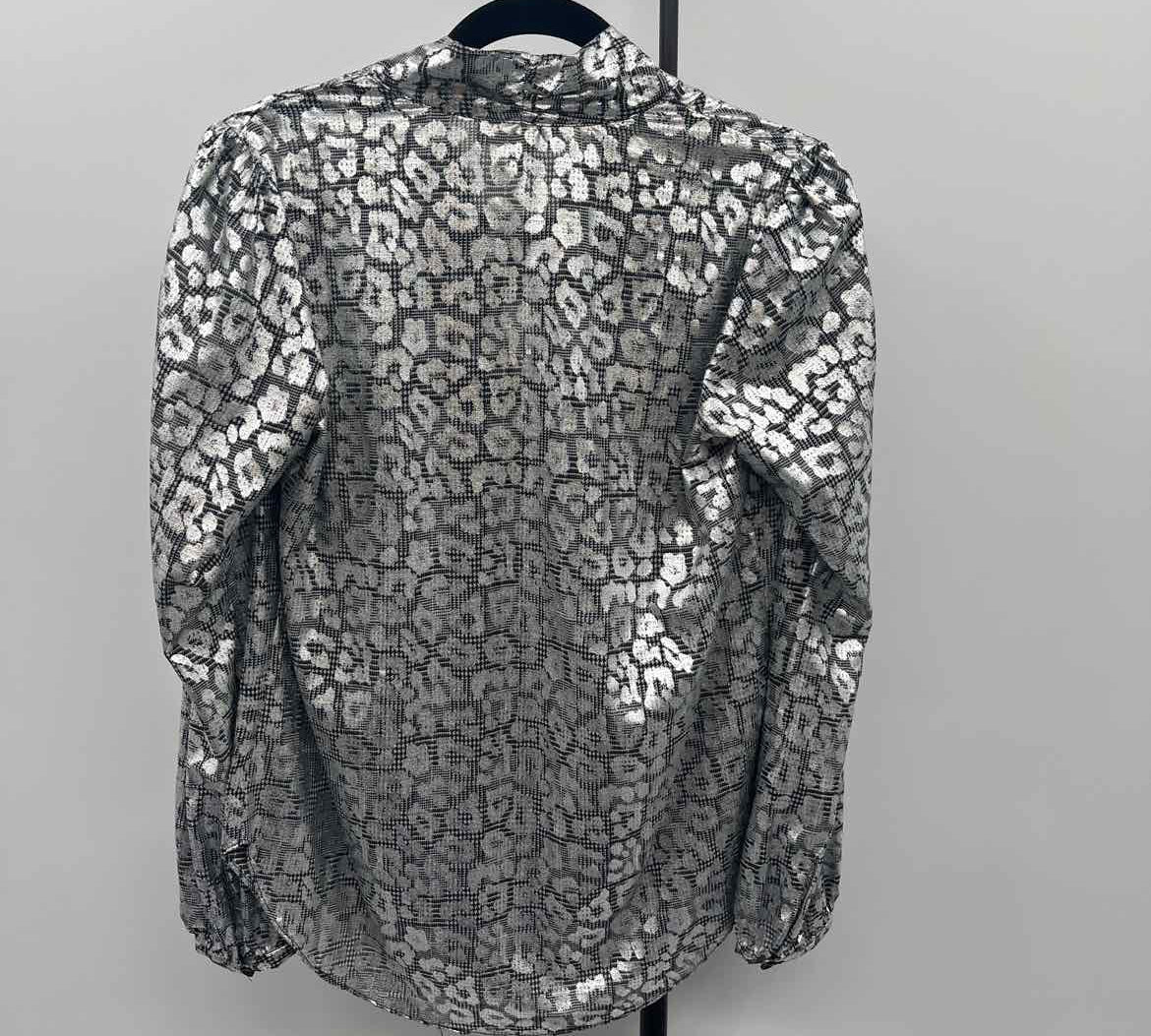 Michael Kors Women's Size S Black Animal Print Long Sleeve Shirt