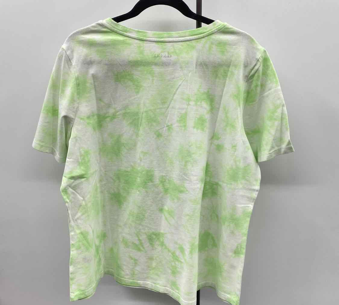 Denim & Co Women's Size 1X Green Tie Dye Short Sleeve Shirt