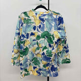 Chico's Women's Size S Blue Floral Long Sleeve Shirt