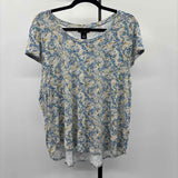 New Options Women's Size XL Blue Abstract Short Sleeve Shirt