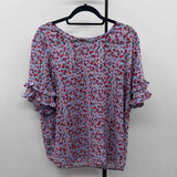 Liz Claiborne Women's Size XL Blue Floral Short Sleeve Shirt
