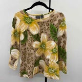 Chico's Women's Size M Yellow Floral Long Sleeve Shirt