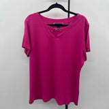 Karen Scott Women's Size XL Fuschia Solid Short Sleeve Shirt