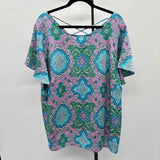 Talbots Women's Size 2X Blue Tapestry Short Sleeve Shirt