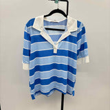 Jane & Dilancey Women's Size L Blue Stripe Short Sleeve Shirt