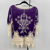 Catus Women's Size M Purple Crochet Long Sleeve Shirt