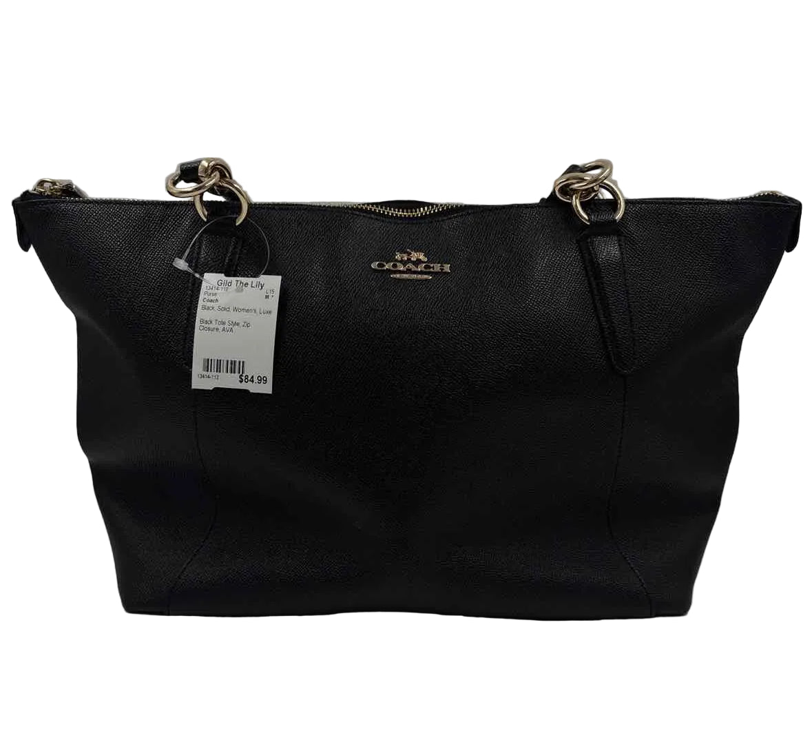 COACH Black Leather AVA Handled Tote Bag Purse