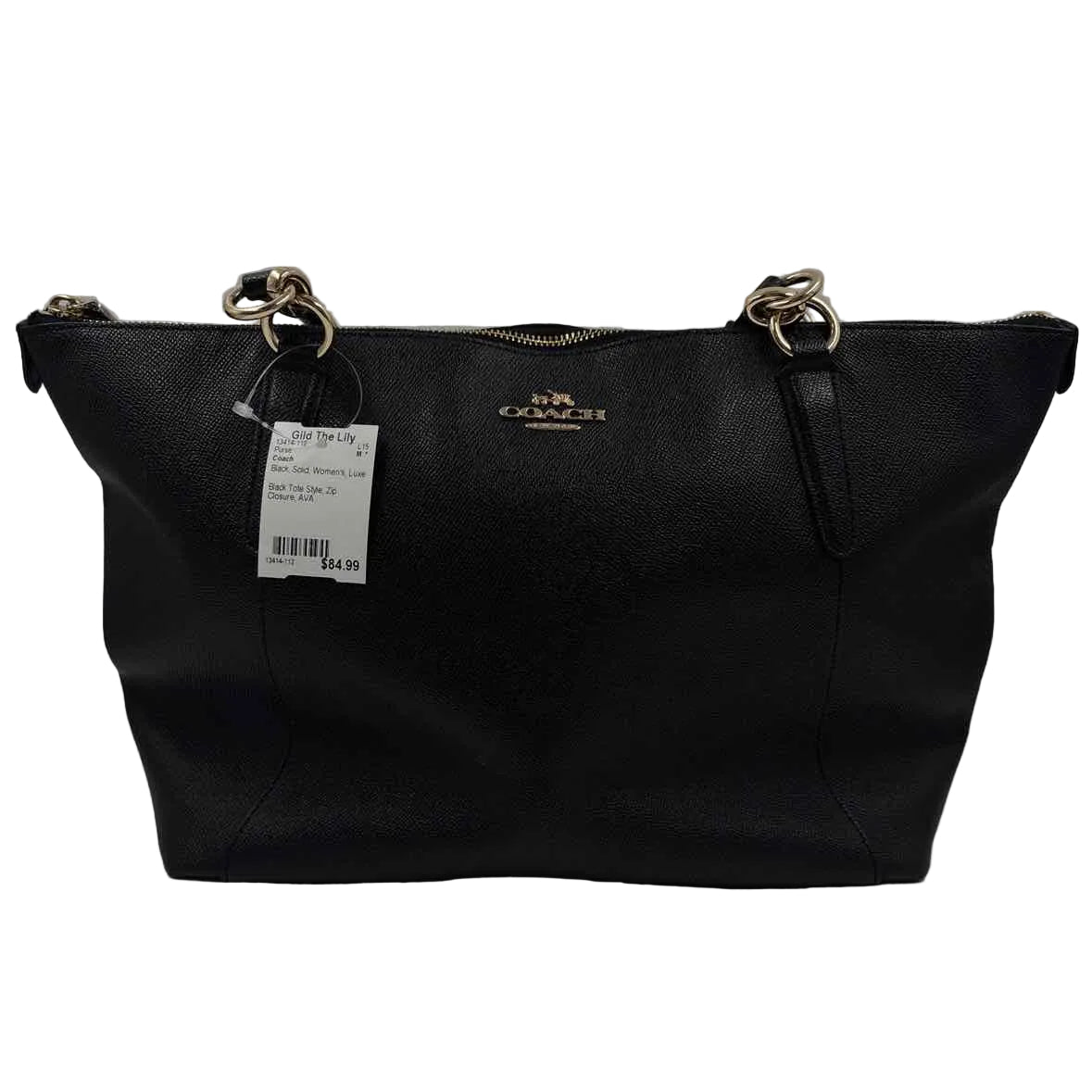 COACH Black Leather AVA Handled Tote Bag Purse