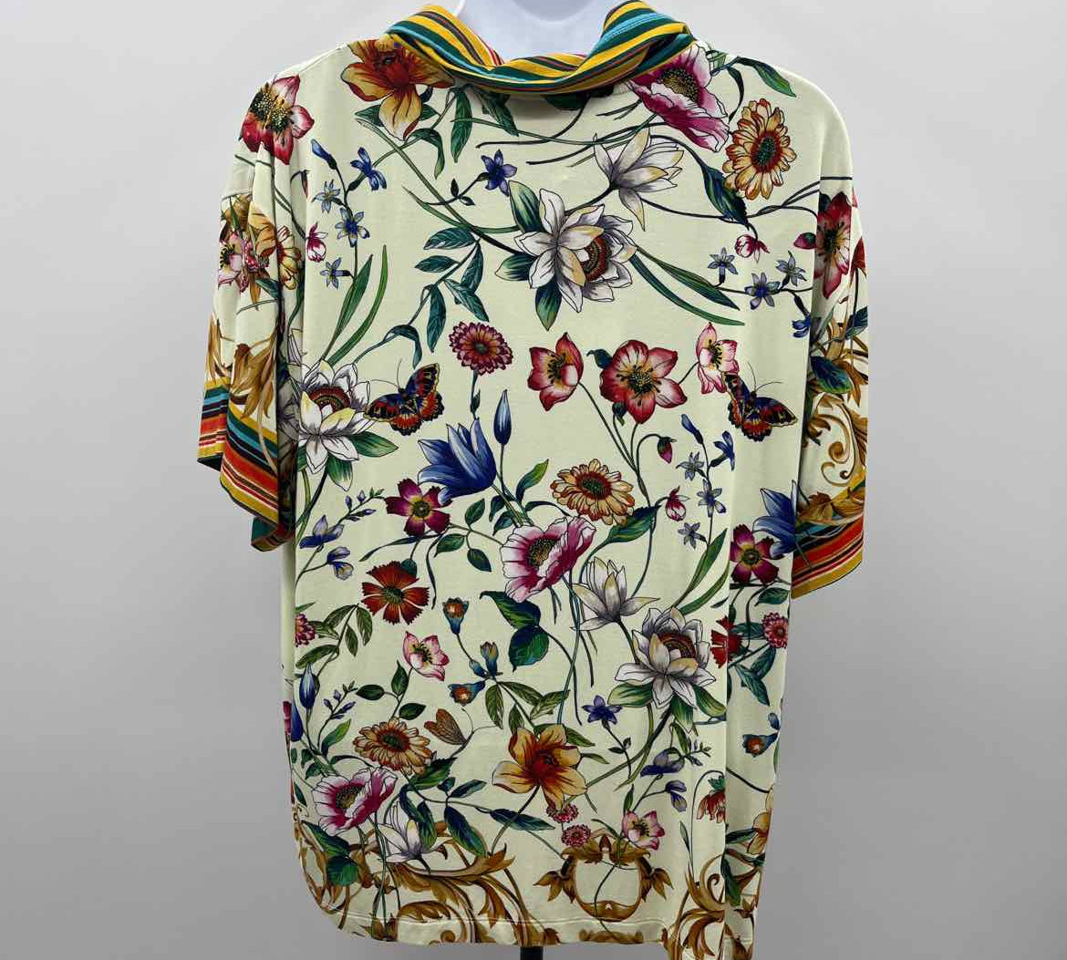 Johnny Was Women's Size L Yellow Floral Short Sleeve Shirt