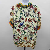 Johnny Was Women's Size L Yellow Floral Short Sleeve Shirt